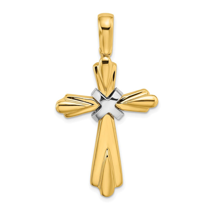 Million Charms 14K With Rhodium-Plated X Center Polished Cross