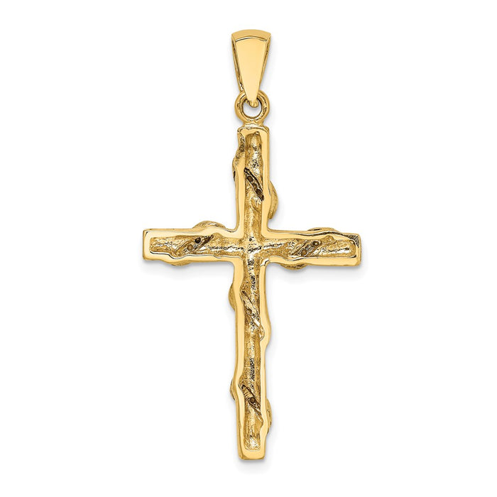 Million Charms 14K Two-Tone 2-D Vine Pattern Relgious Cross Charm