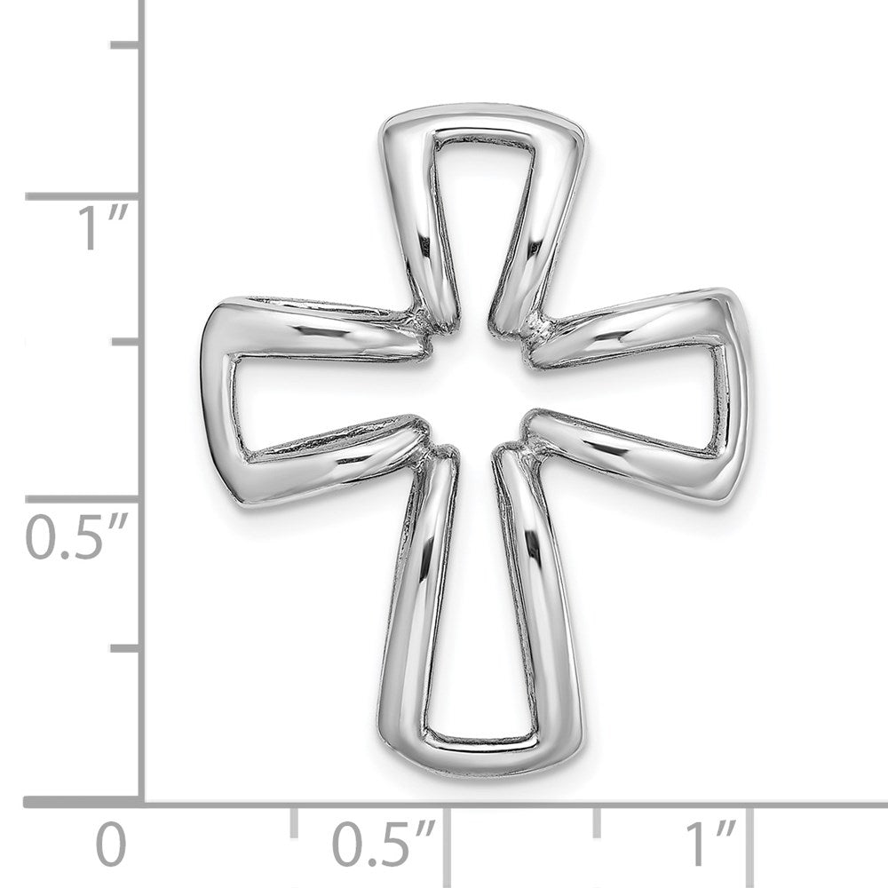 Million Charms 14K White Gold Themed 3-D Puffed Relgious Cross Charm