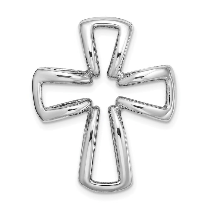 Million Charms 14K White Gold Themed 3-D Puffed Relgious Cross Charm