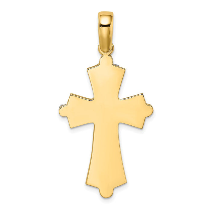 Million Charms 14K With Rhodium-Plated Diamond-Cut & Wire Relgious Cross Charm