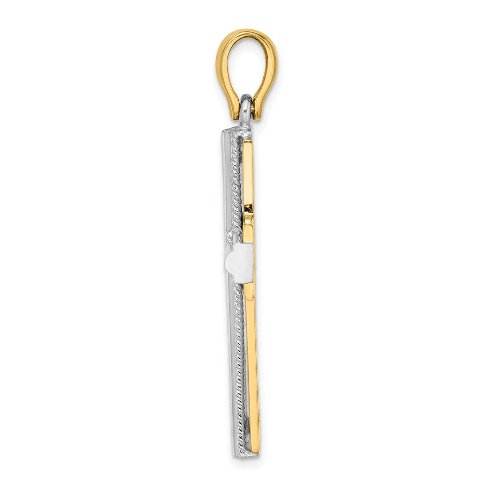 Million Charms 14K With Rhodium-Plated Rope Trim Relgious Cross Charm