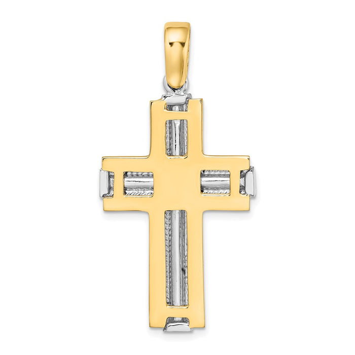 Million Charms 14K With Rhodium-Plated Rope Trim Relgious Cross Charm
