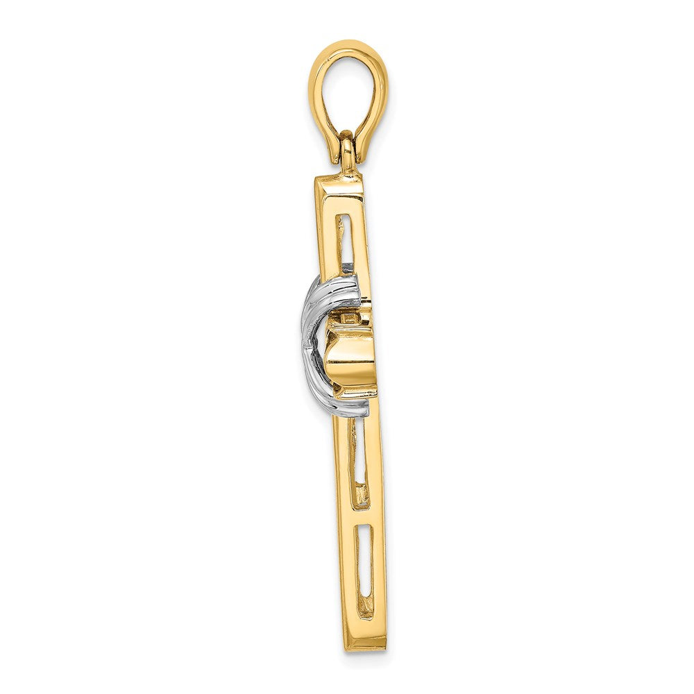 Million Charms 14K With Rhodium-Plated X Center Polished Cross