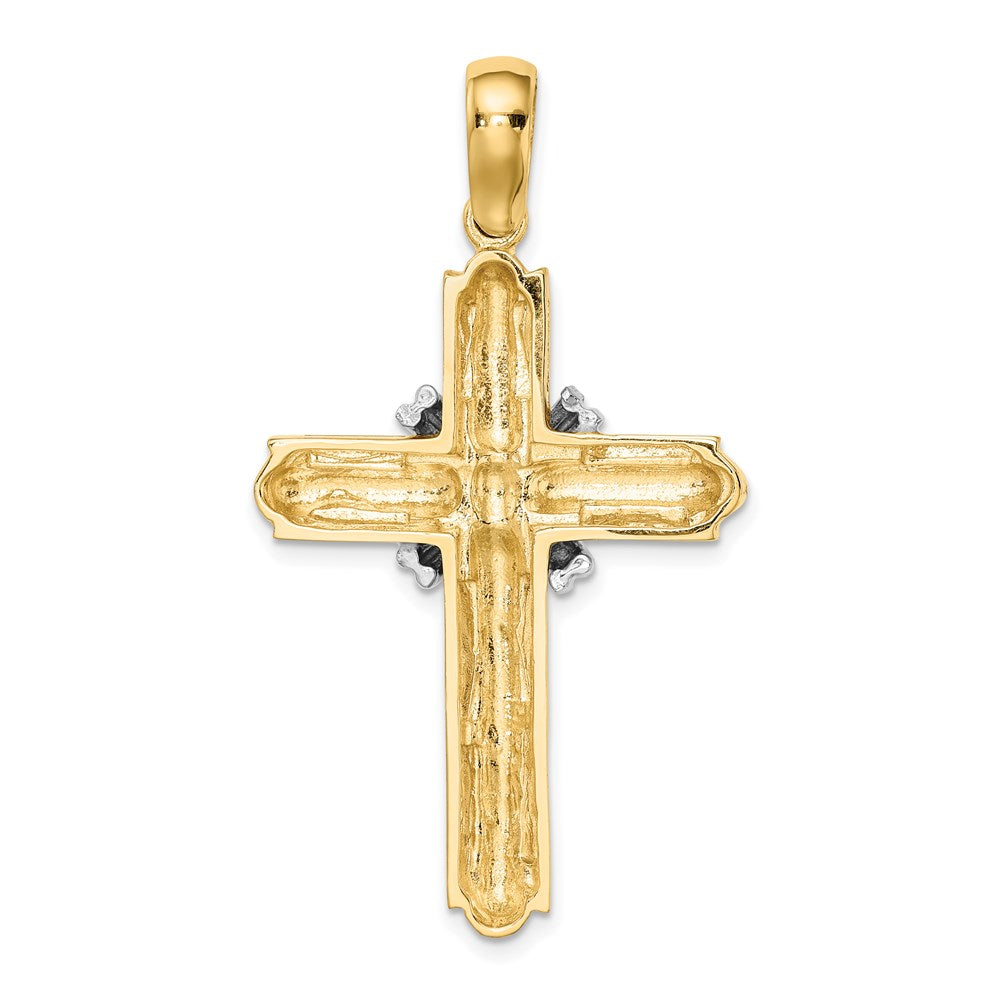 Million Charms 14K With Rhodium-Plated X Center Polished Cross