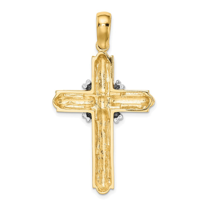 Million Charms 14K With Rhodium-Plated X Center Polished Cross