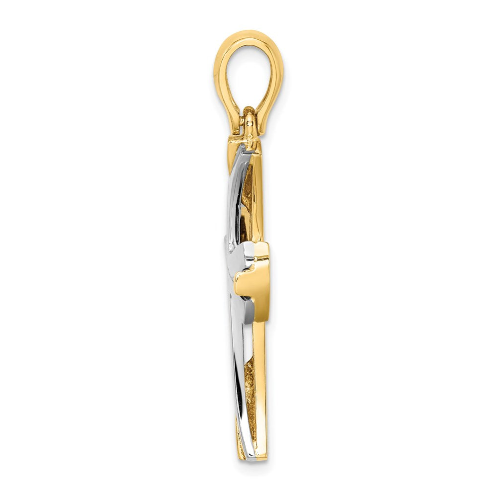 Million Charms 14K With Rhodium-Plated Relgious Cross Charm