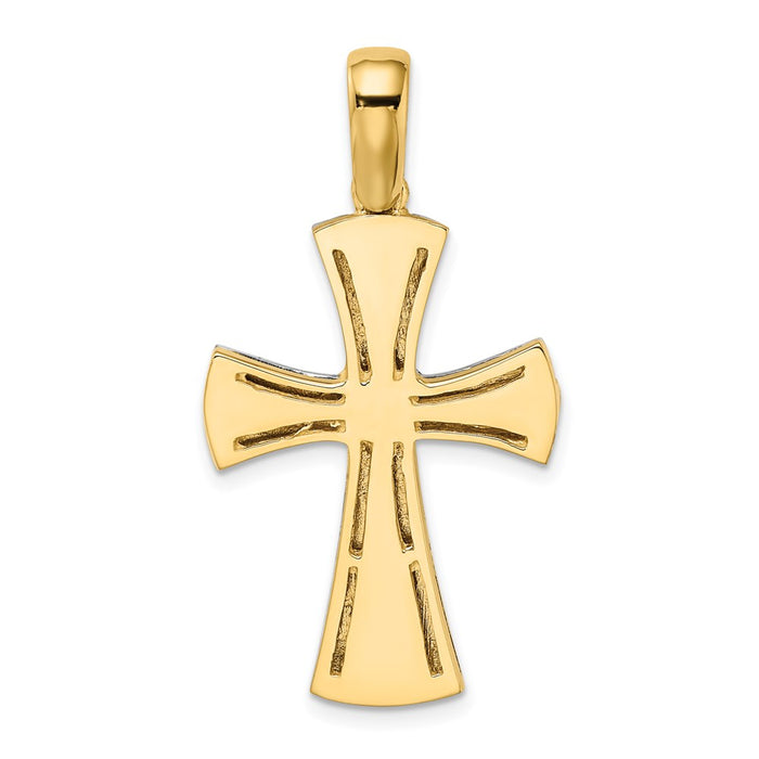 Million Charms 14K With Rhodium-Plated Relgious Cross Charm