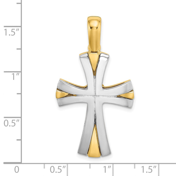 Million Charms 14K With Rhodium-Plated Relgious Cross Charm