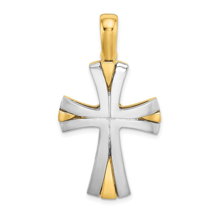 Million Charms 14K With Rhodium-Plated Relgious Cross Charm