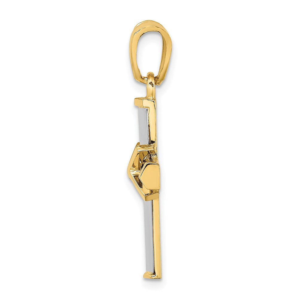 Million Charms 14K With Rhodium-Plated Polished Relgious Cross Charm