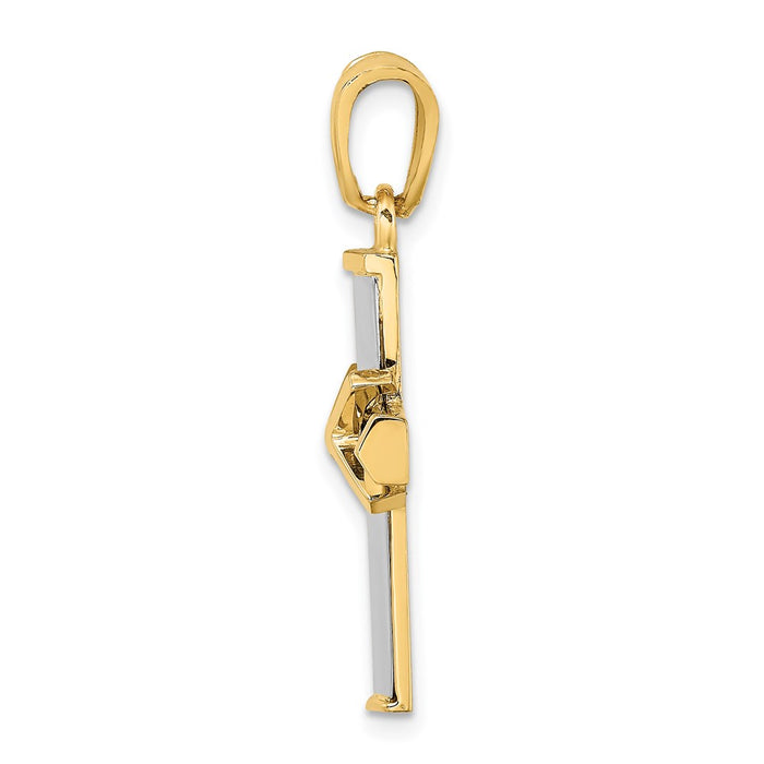 Million Charms 14K With Rhodium-Plated Polished Relgious Cross Charm