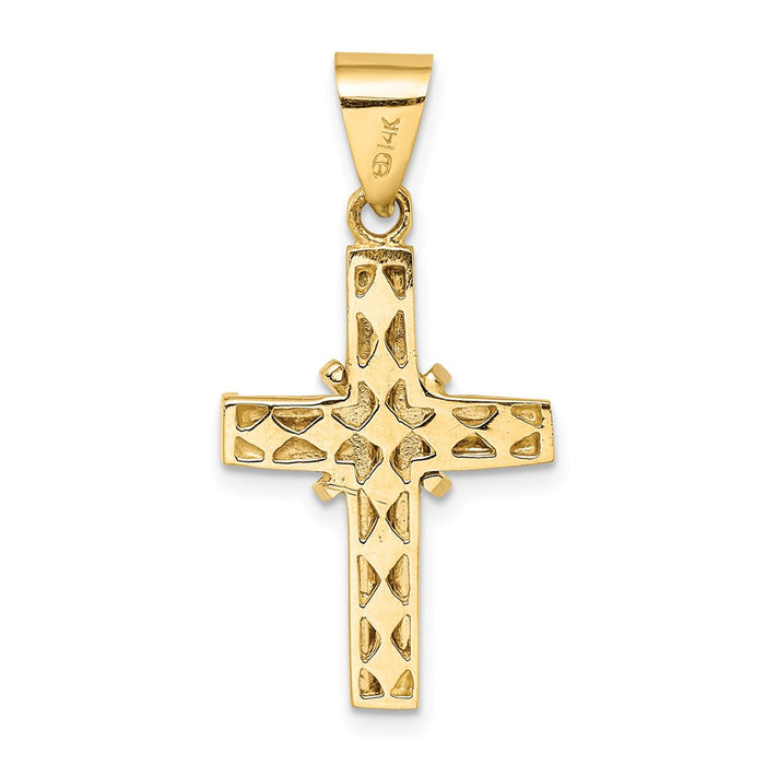 Million Charms 14K With Rhodium-Plated Polished Relgious Cross Charm