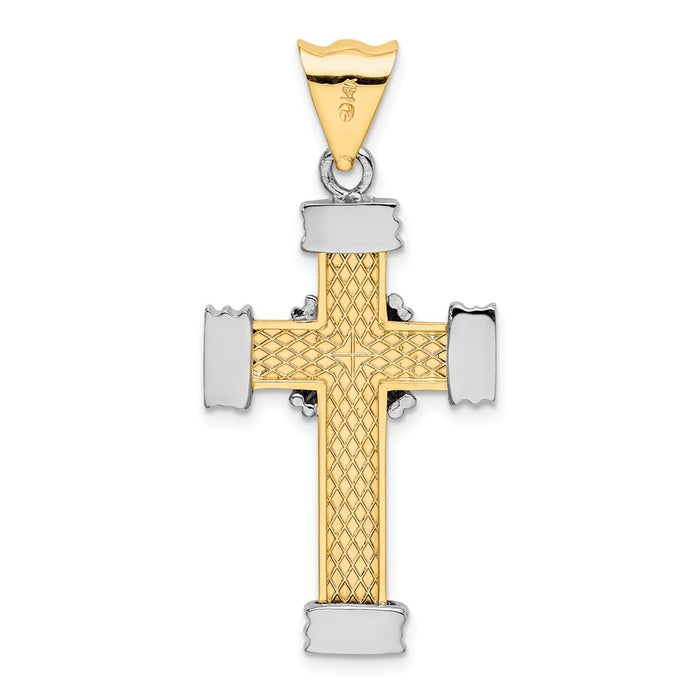 Million Charms 14K With Rhodium-Plated X Center Relgious Cross Charm