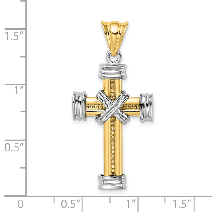 Million Charms 14K With Rhodium-Plated X Center Relgious Cross Charm