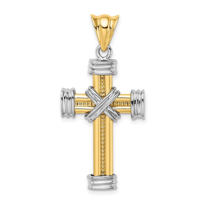 Million Charms 14K With Rhodium-Plated X Center Relgious Cross Charm