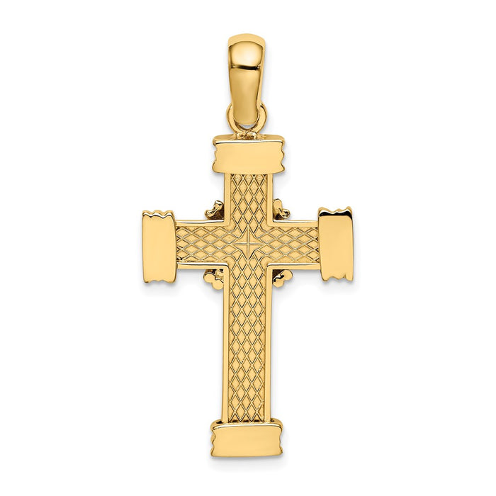 Million Charms 14K Yellow Gold Themed Polished With X In Center Of Relgious Cross Charm