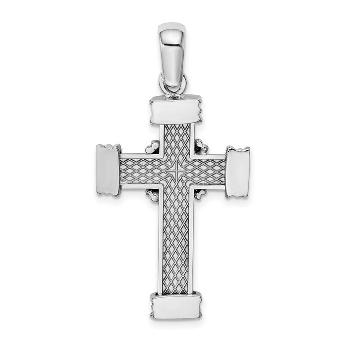 Million Charms 14K White Gold Themed Polished With X In Center Of Relgious Cross Charm