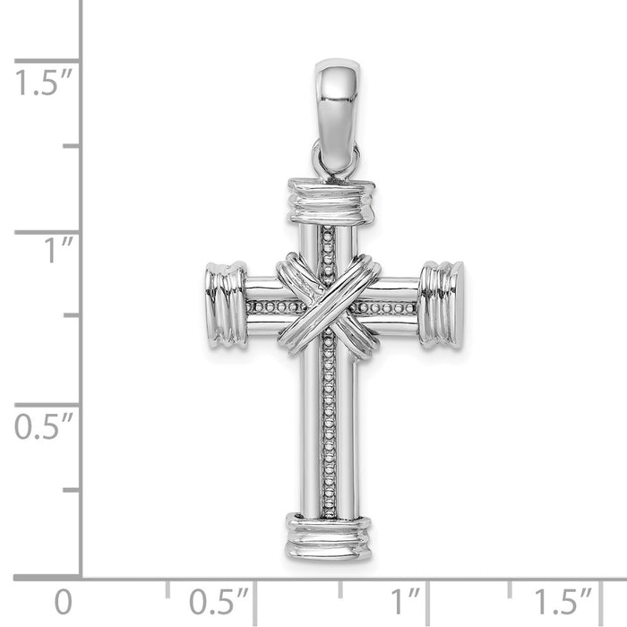 Million Charms 14K White Gold Themed Polished With X In Center Of Relgious Cross Charm