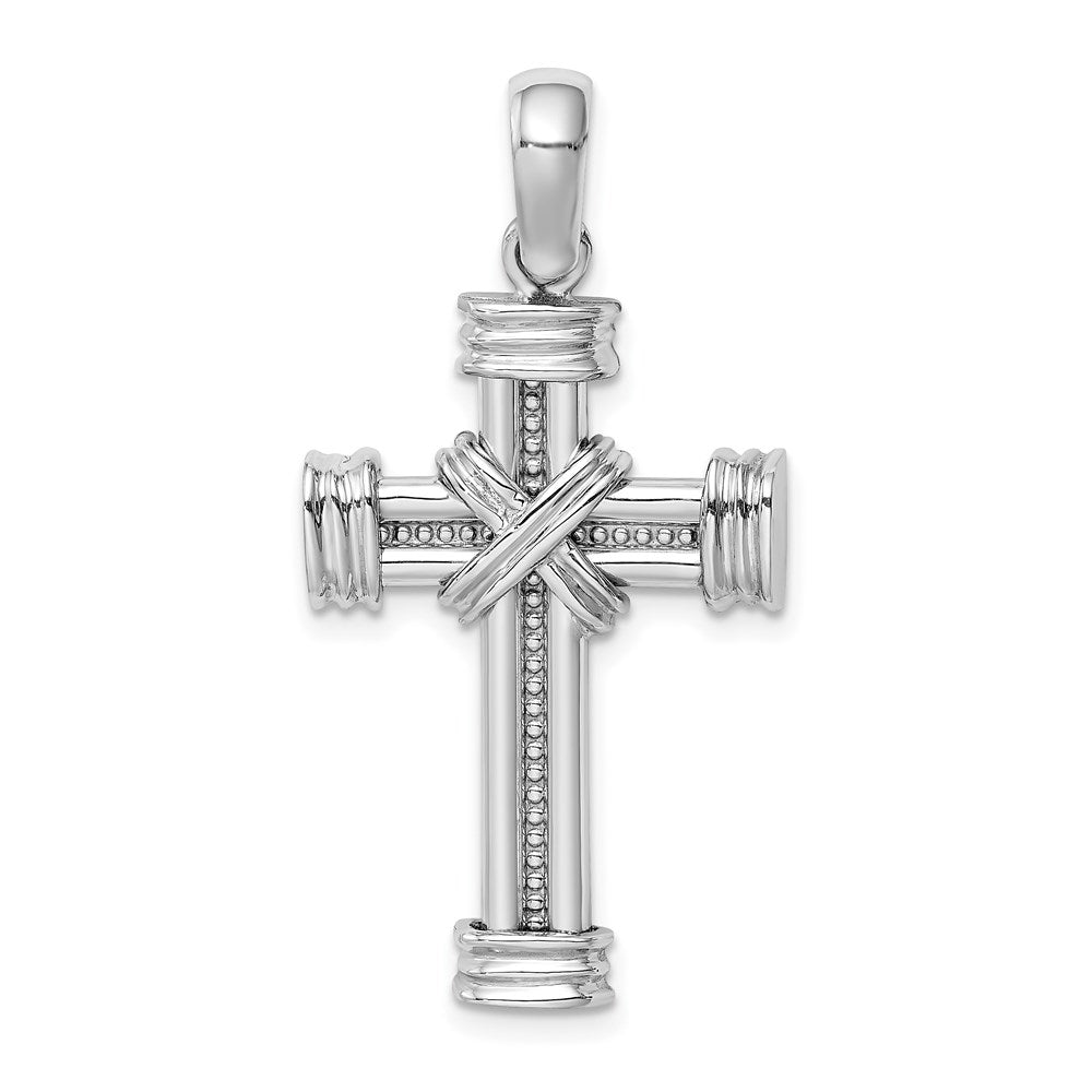 Million Charms 14K White Gold Themed Polished With X In Center Of Relgious Cross Charm