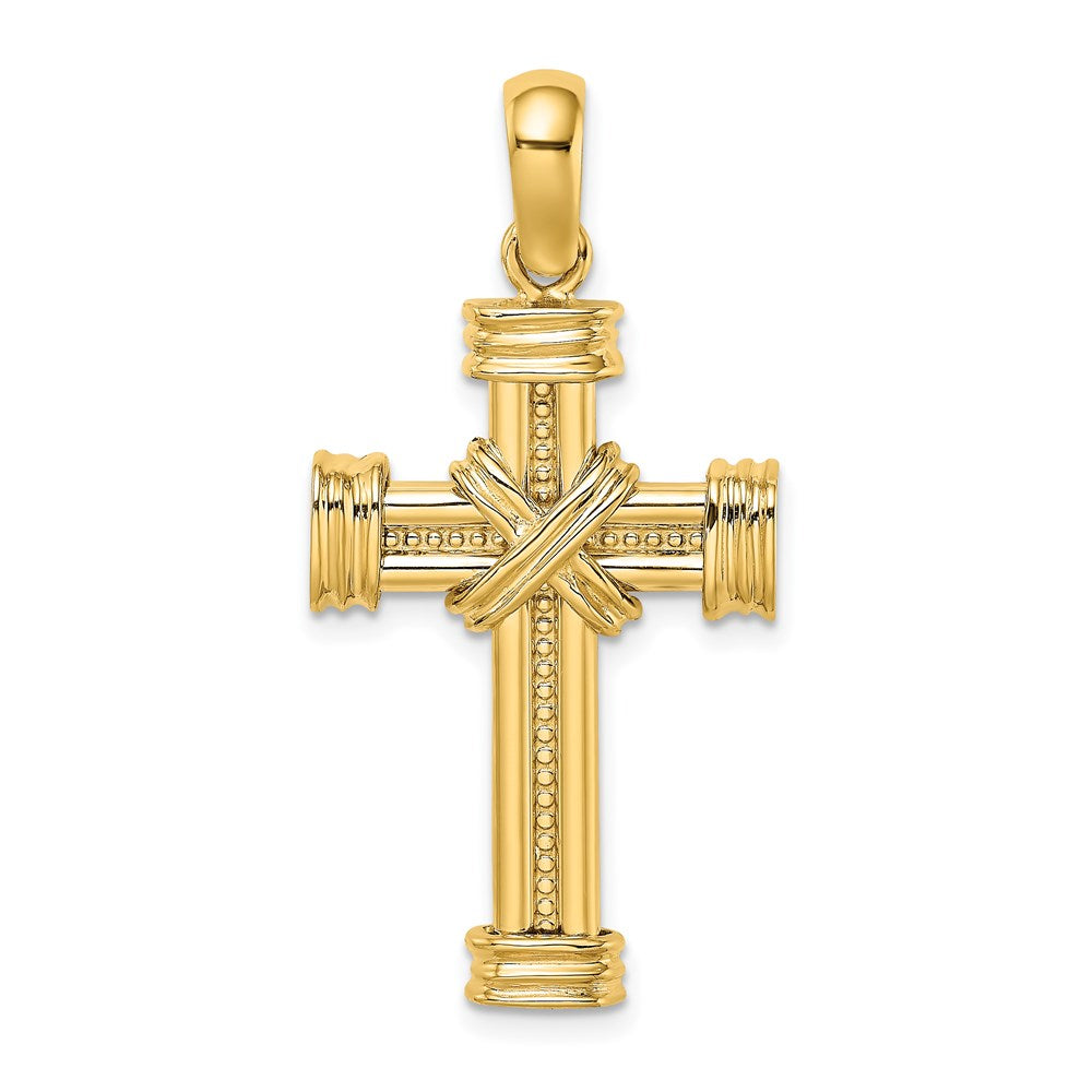 Million Charms 14K Yellow Gold Themed Polished With X In Center Of Relgious Cross Charm