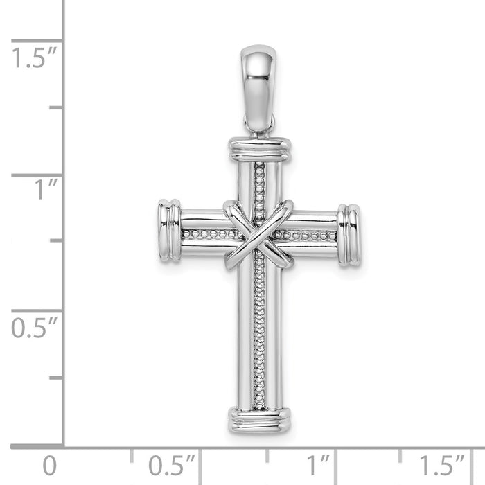 Million Charms 14K White Gold Themed With X In Center Of Relgious Cross Charm