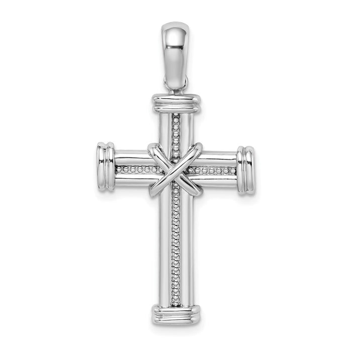 Million Charms 14K White Gold Themed With X In Center Of Relgious Cross Charm