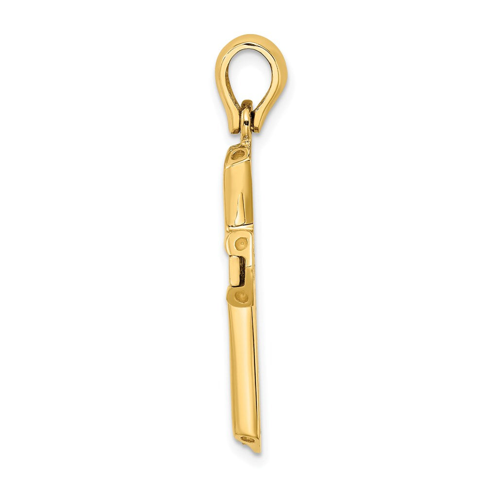 Million Charms 14K With Rhodium-Plated & Polished Relgious Cross Charm