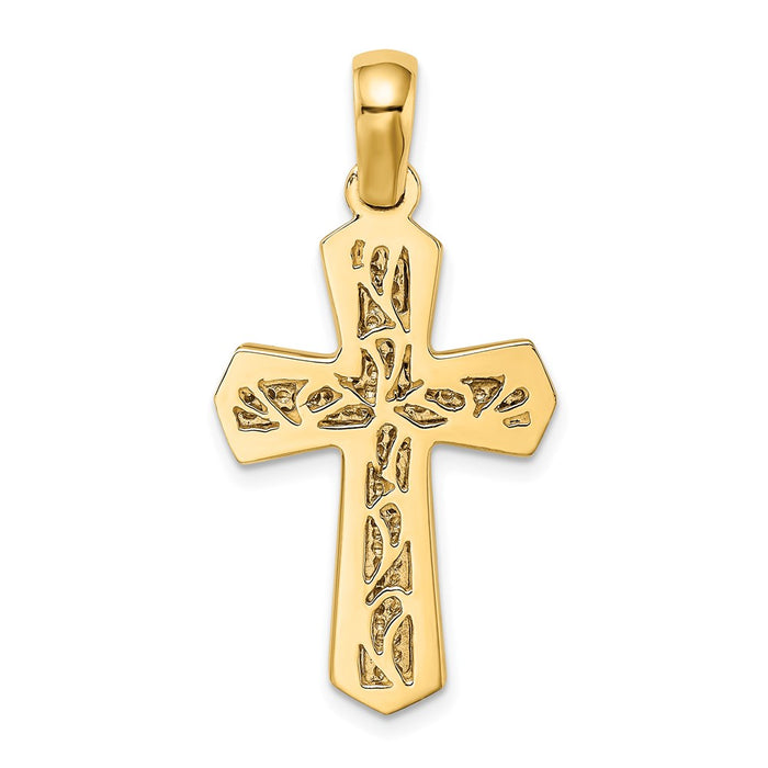 Million Charms 14K With Rhodium-Plated & Polished Relgious Cross Charm