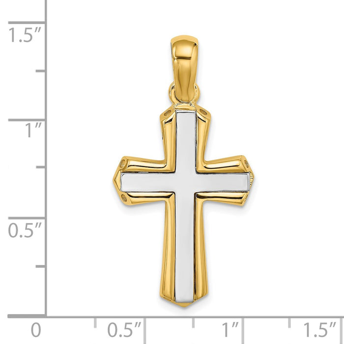 Million Charms 14K With Rhodium-Plated & Polished Relgious Cross Charm