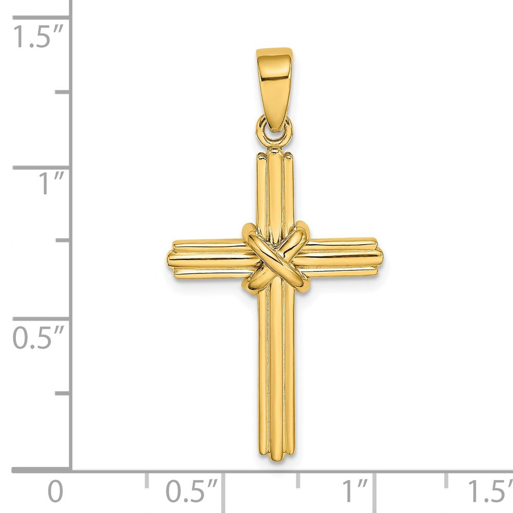 Million Charms 14K Yellow Gold Themed Polished With X Center Relgious Cross Charm