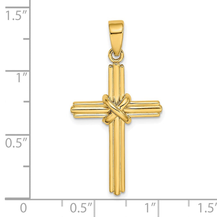 Million Charms 14K Yellow Gold Themed Polished With X Center Relgious Cross Charm