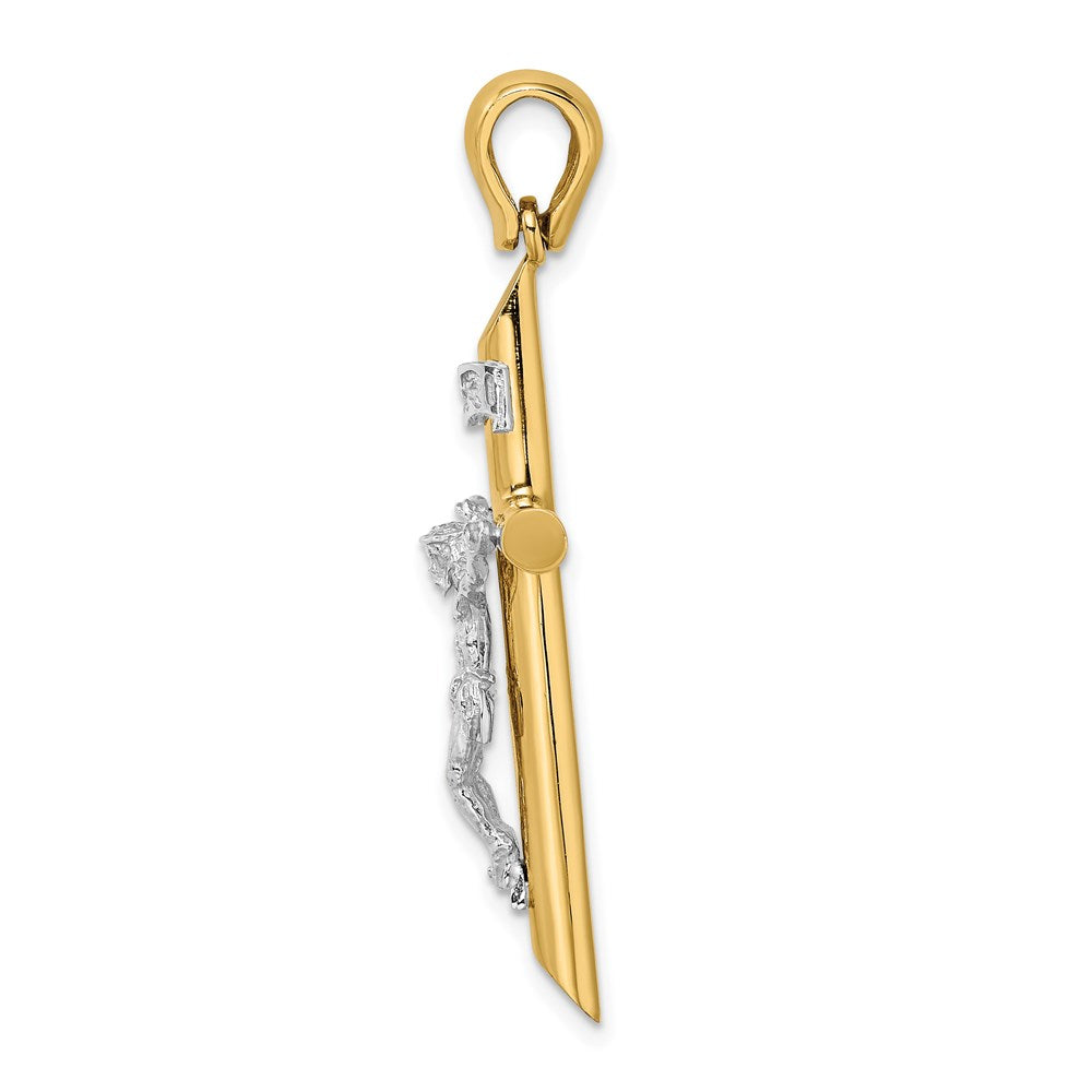 Million Charms 14K With Rhodium-Plated & Polished Relgious Crucifix Charm