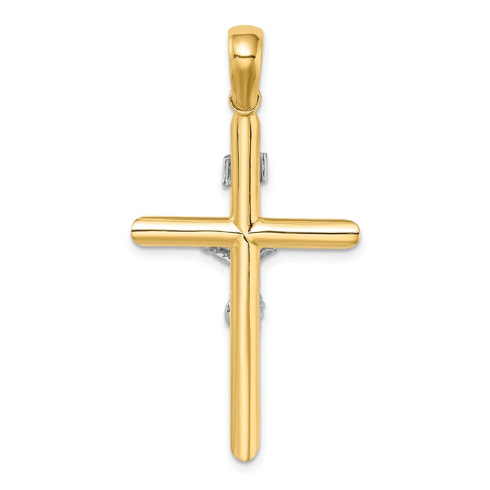 Million Charms 14K With Rhodium-Plated & Polished Relgious Crucifix Charm