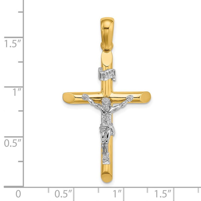 Million Charms 14K With Rhodium-Plated & Polished Relgious Crucifix Charm
