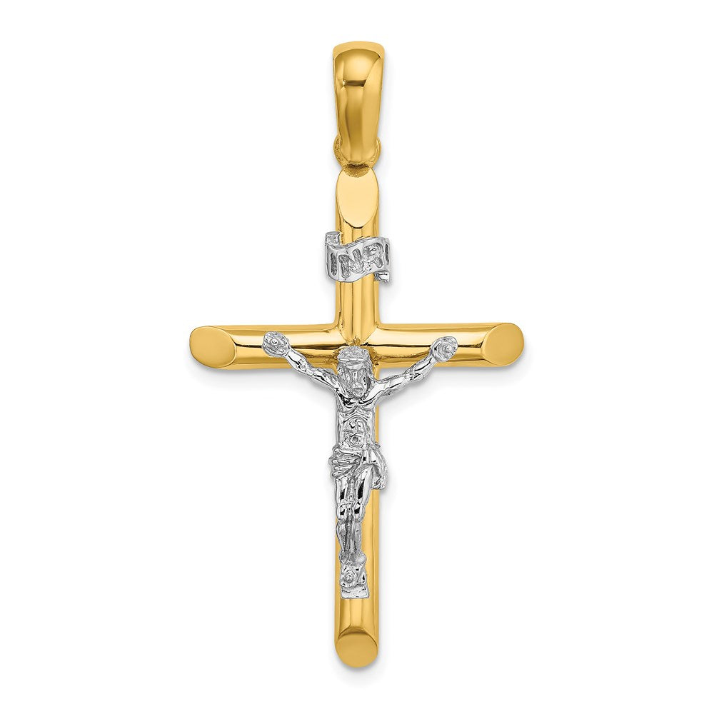 Million Charms 14K With Rhodium-Plated & Polished Relgious Crucifix Charm