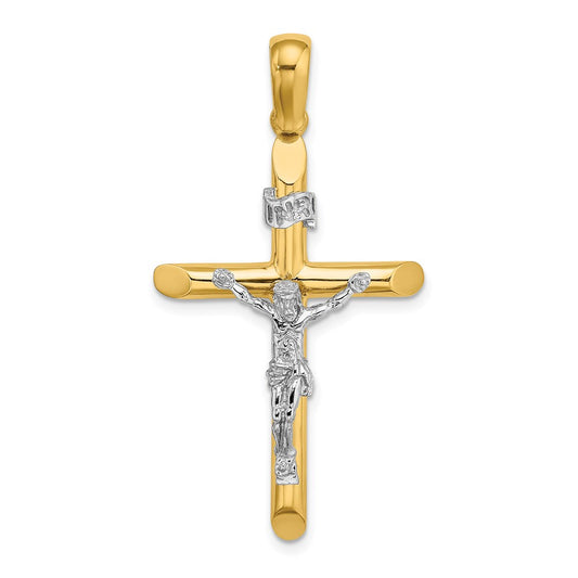 Million Charms 14K With Rhodium-Plated & Polished Relgious Crucifix Charm