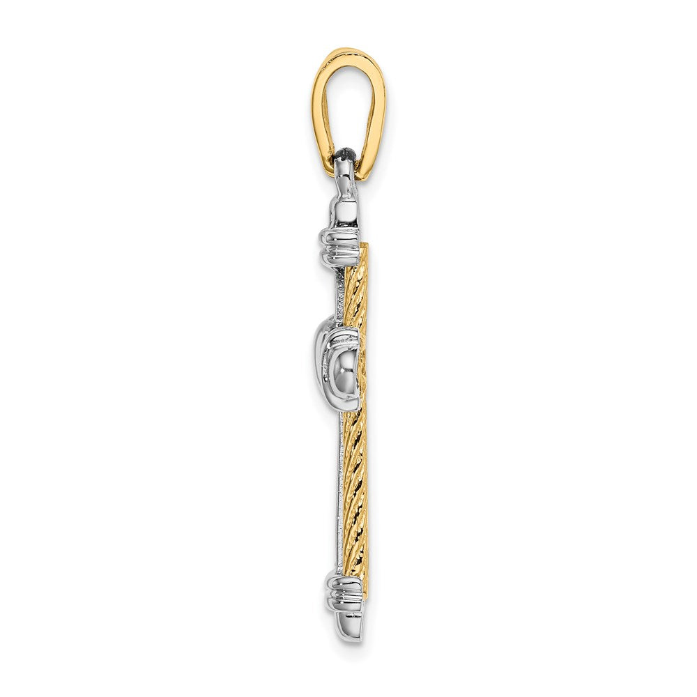 Million Charms 14K With Rhodium-Plated Rope Design Relgious Cross Charm