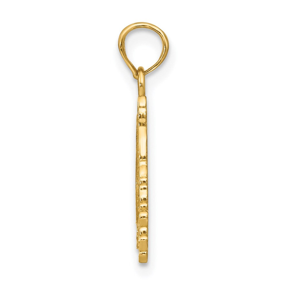 Million Charms 14K Yellow Gold Themed Textured & Flat Santa Face Charm