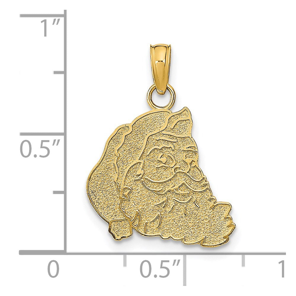 Million Charms 14K Yellow Gold Themed Textured & Flat Santa Face Charm