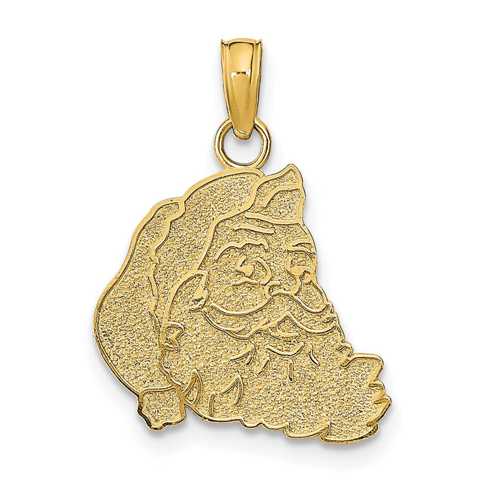 Million Charms 14K Yellow Gold Themed Textured & Flat Santa Face Charm