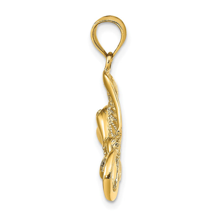 Million Charms 14K Yellow Gold Themed Polished & Beaded Accent Stingray Charm