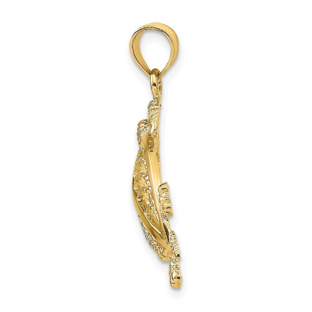 Million Charms 14K Yellow Gold Themed Polished & Beaded Accent Sea Turtle Charm