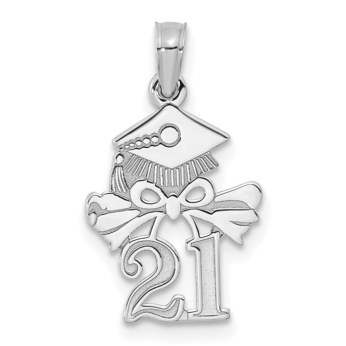 Million Charms 14K White Gold  Graduation Cap and Diploma - 2021 Necklace Charm Pendant