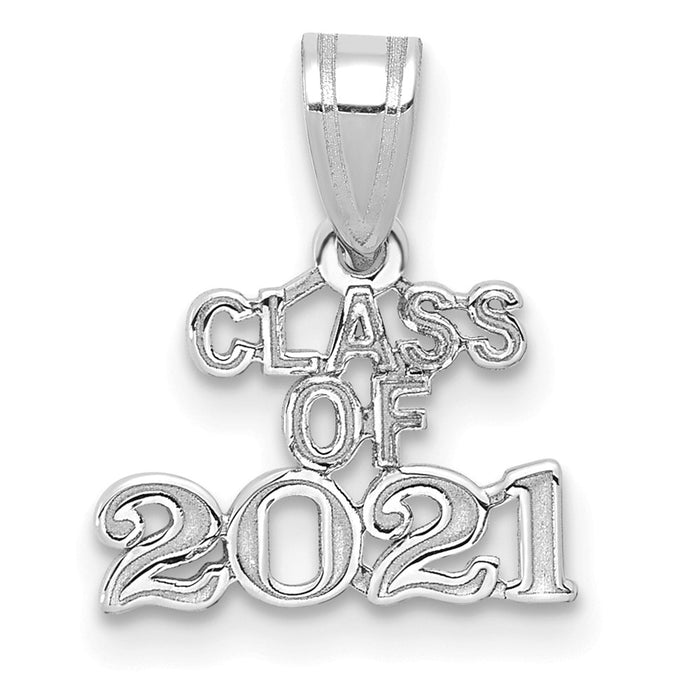 Million Charms 14K White Gold  Block CLASS OF 2021 Graduation Necklace Charm Pendant