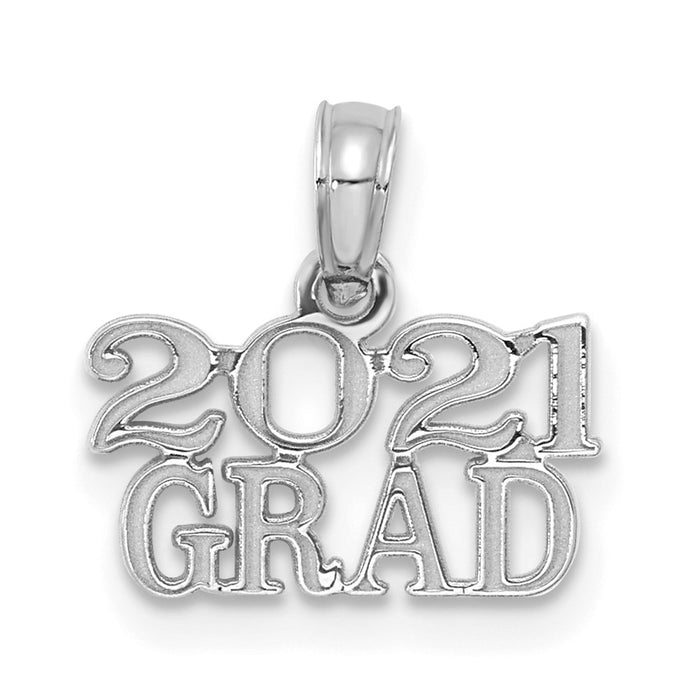 Million Charms 14K White Gold  2021 GRAD Graduation  Necklace Charm Pendant