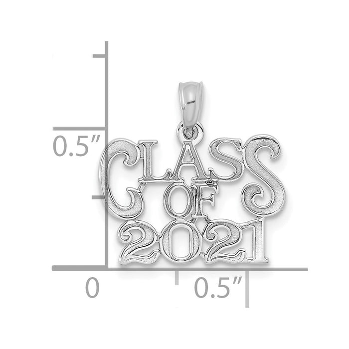 Million Charms 14K White Gold  CLASS OF 2021 Graduation Necklace Charm Pendant
