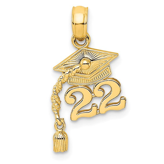Million Charms Charms Genuine 14k Yellow Gold Yellow Gold Graduation Cap 22 with Dangling Tassel SMALL Charm Pendant