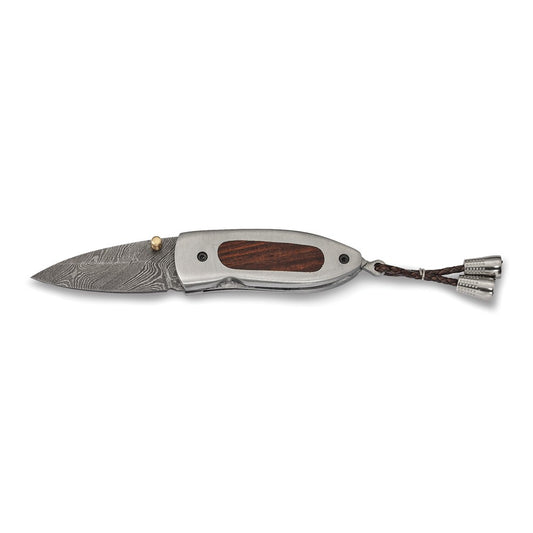 Damascus Steel 256 Layer Folding Blade Tali Wood Inlay Steel Handle Knife