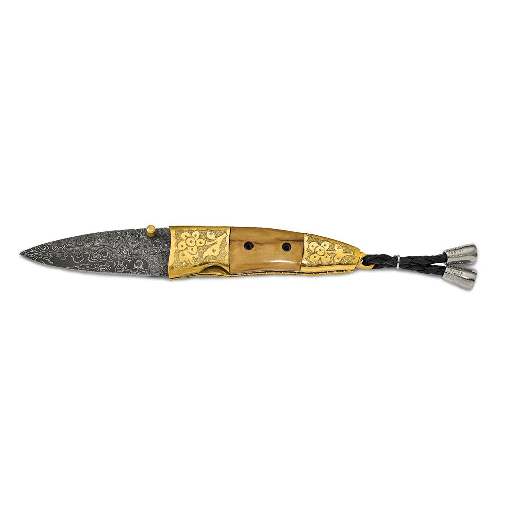 Limited Edition Damascus Steel 256 Layer Woolly Mammoth Ivory Folding Knife